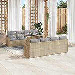 vidaXL Ensemble de canapé de jardin 7 Pièces Beige et gris polyrotin