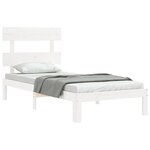 vidaXL Cadre de lit avec tête de lit blanc simple bois massif