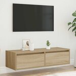 vidaXL Meuble TV avec lumières LED chêne sonoma 100X35 5x25 cm