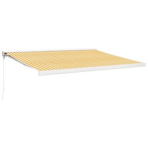 vidaXL Auvent rétractable jaune et blanc 4x3 m tissu et aluminium