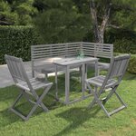 vidaXL Ensemble de bistro 4 Pièces Bois d'acacia solide Gris