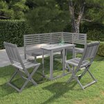 vidaXL Mobilier de bistro 4 Pièces Bois d'acacia solide Gris