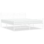 vidaXL Cadre de lit métal avec tête de lit/pied de lit blanc 183x213cm