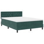 Lit Box Spring vidaXL avec Matelas & LED Vert Foncé 160x200 cm Velours