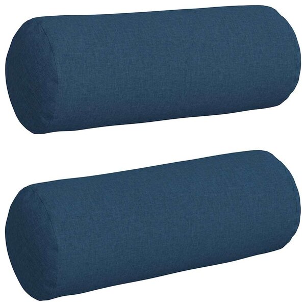 vidaXL Coussins d'accent 2 Pièces Bleu Ø 25 x 70 cm tissu