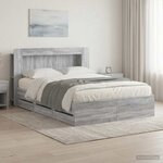 vidaXL Cadre de lit avec rangement Sonoma gris 140 x 200 cm