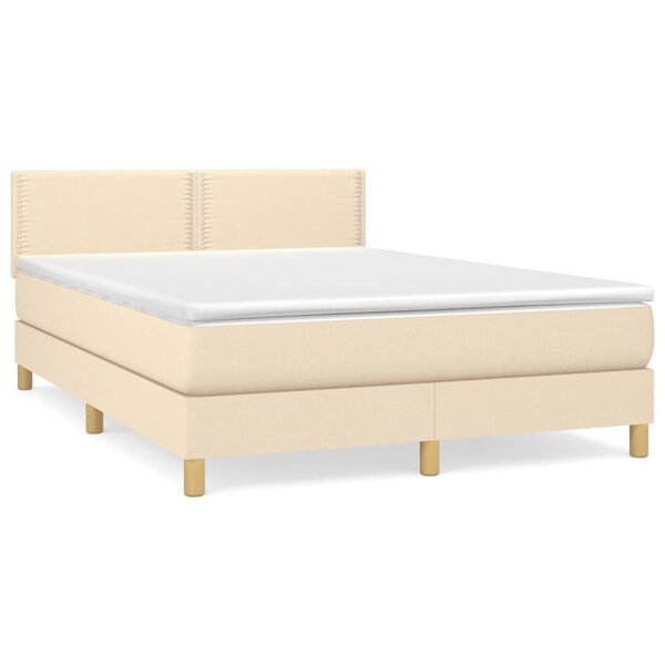 vidaXL Sommier à lattes de lit avec matelas Crème 140x200 cm Tissu