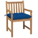 vidaXL Chaises de jardin lot de 2 et coussins bleu Bois de teck massif