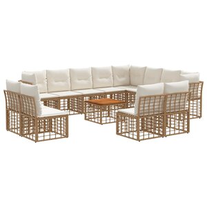 vidaXL Ensemble de canapés d'extérieur 13 Pièces Blanc Naturel et Crème