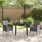 vidaXL Ensemble de salle à manger jardin 3 pièces gris poly rattan
