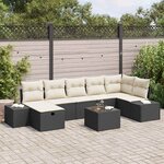 vidaXL Ensemble de canapé de jardin 8 Pièces Noir 55 x 62 x 69 cm