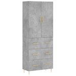 vidaXL Buffet haut Gris béton 69 5x34x180 cm Bois d'ingénierie