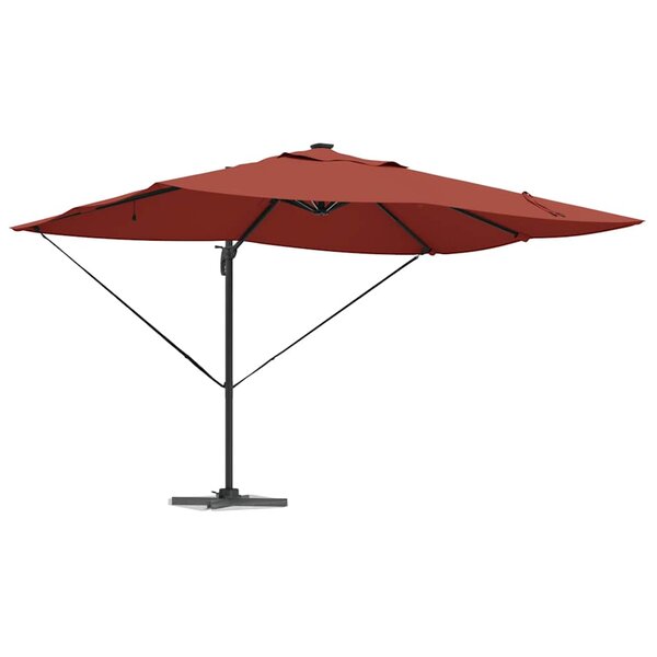 vidaXL Parasol Roma à Bras Déporté Rouge et Noir 352 x 251 x 265 cm