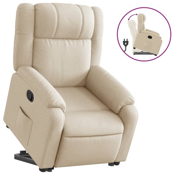 vidaXL Fauteuil inclinable Crème Tissu