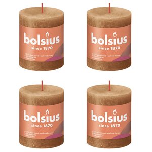Bolsius Bougies pilier rustiques Shine 4 Pièces 80x68 mm Marron épice