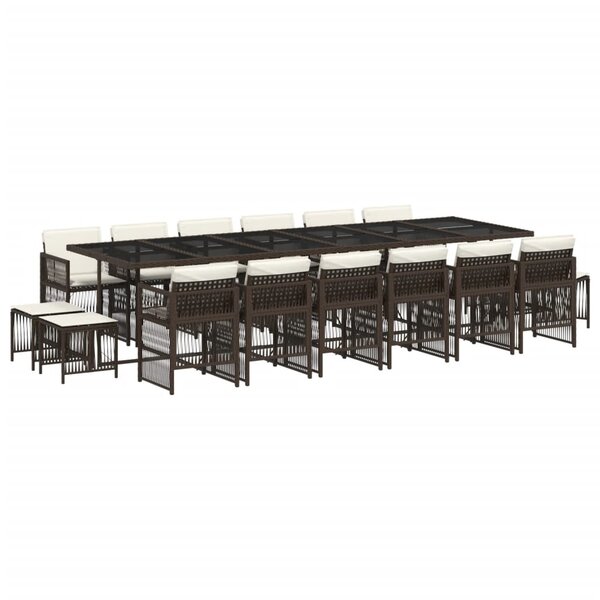 vidaXL Ensemble à manger de jardin et coussins 17 Pièces marron rotin