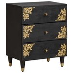 vidaXL Cabinet de chevet Noir 50 x 33 x 62 cm Bois de mangue massif