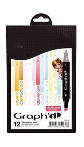 Set 12 Marqueurs à alcool Graph'it Characters colors