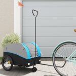vidaXL Remorque de vélo noir et bleu 30 kg fer
