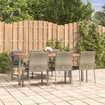 vidaXL Ensemble à manger jardin et coussins 7 Pièces gris rotin