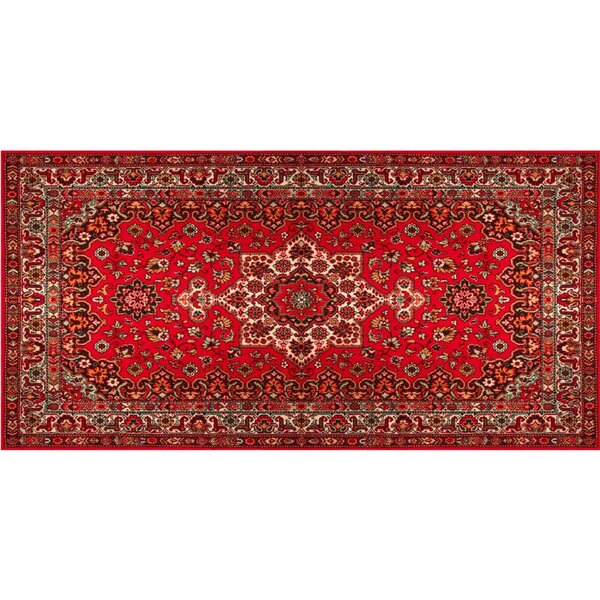 Tapis en vinyle vintage persan rouge 140 x 70 cm