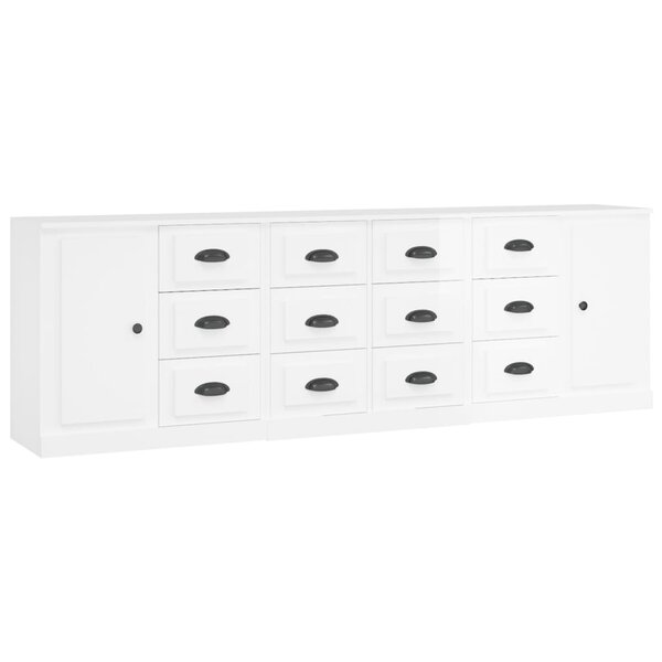 vidaXL Buffets 3 Pièces blanc brillant bois d'ingénierie