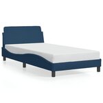 vidaXL Cadre de lit avec tête de lit sans matelas bleu 100x200cm tissu