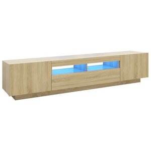 vidaXL Meuble TV avec lumières LED Chêne sonoma 200x35x40 cm