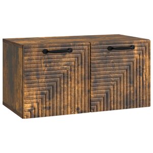 vidaXL Meuble TV mural Chêne fumé 59 5 x 31 x 30 cm Bois d'ingénierie