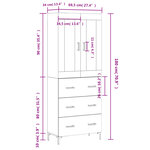 vidaXL Buffet haut Chêne sonoma 69 5x34x180 cm Bois d'ingénierie
