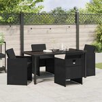 vidaXL Ensemble de salle à manger pour jardin 5 Pièces Noir polyrotin