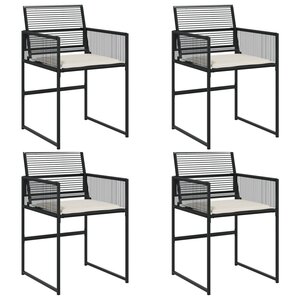 vidaXL Chaises de jardin lot de 4 avec coussins noir résine tressée