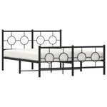 vidaXL Cadre de lit métal sans matelas avec pied de lit noir 135x190cm