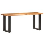 Banc banquette au bord naturel du bois 110 x 35 x 46 cm bois d'acacia solide et acier 02_0010780