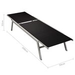 vidaXL Chaises longues 2 Pièces avec table acier et textilène noir