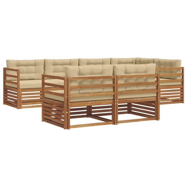 vidaXL Ensemble de canapés d'extérieur 7 Pièces Naturel et Beige