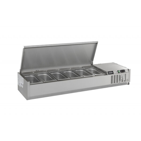 Saladette à poser pour pizza - inox - bacs gn 1/4 - combisteel - r600a - rvs aisi 2011500 mm6 x gn 1/4 1200x335x225mm