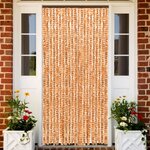 vidaXL Rideau anti-mouches ocre et blanc 100x200 cm chenille