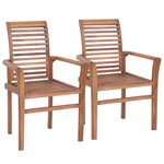 vidaXL Chaises à dîner 2 Pièces avec coussins beige Bois de teck solide