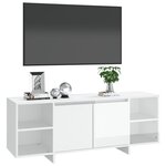 vidaXL Meuble TV blanc brillant 130x35x50 cm bois d'ingénierie