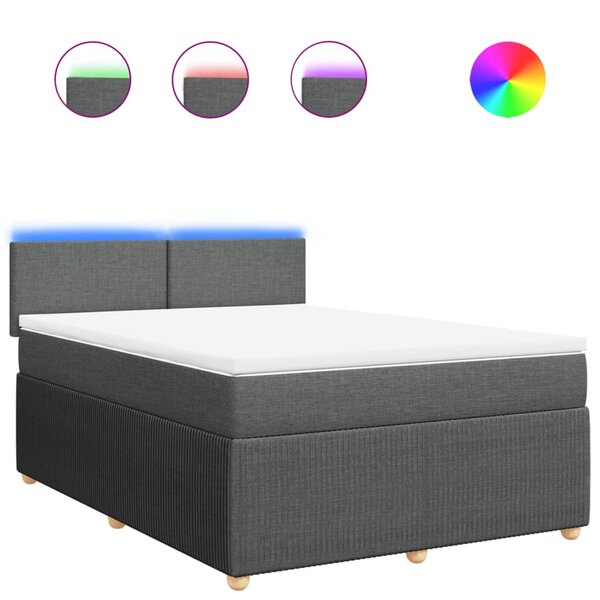 vidaXL Sommier à lattes de lit avec matelas Gris foncé 140x190cm Tissu