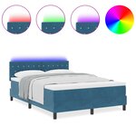 Lit Box Spring vidaXL avec Matelas & LED Bleu Foncé 140x190 cm Velours