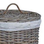 vidaXL Panier à linge avec couvercle 2 Pièces Gris Kubu Rattan Kubu
