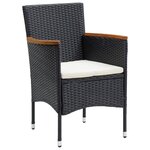 vidaXL Ensemble à dîner de jardin avec coussins 3 Pièces poly rotin noir