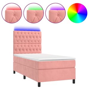 vidaXL Sommier à lattes de lit matelas et LED Rose 80x200 cm Velours
