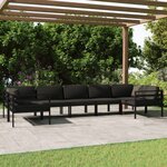 vidaXL Salon de jardin 7 Pièces avec coussins Aluminium Anthracite