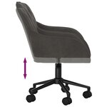 Chaise fauteuil siège pivotante de bureau informatique étude foncé velours gris 02_0024133