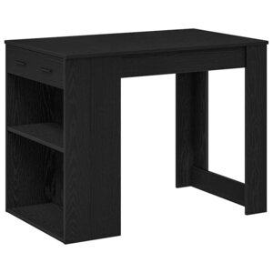 vidaXL Bureau avec tiroir et étagère chêne noir bois d'ingénierie