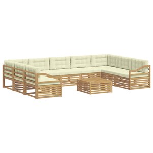 vidaXL Ensemble de canapés d'extérieur 10 Pièces Blanc et crème Polyester