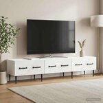 vidaXL Meuble TV Blanc brillant 147 x 34 5 x 30 cm Bois d'ingénierie